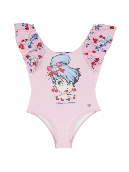 Monnalisa: Printed tech one piece swimsuit - Pink - kids-girls_0 | Luisa Via Roma