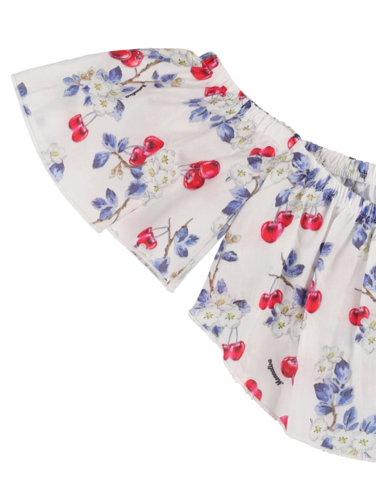 Monnalisa: 樱桃印花细棉布上衣&半身裙 - 白色/多色 - kids-girls_1 | Luisa Via Roma