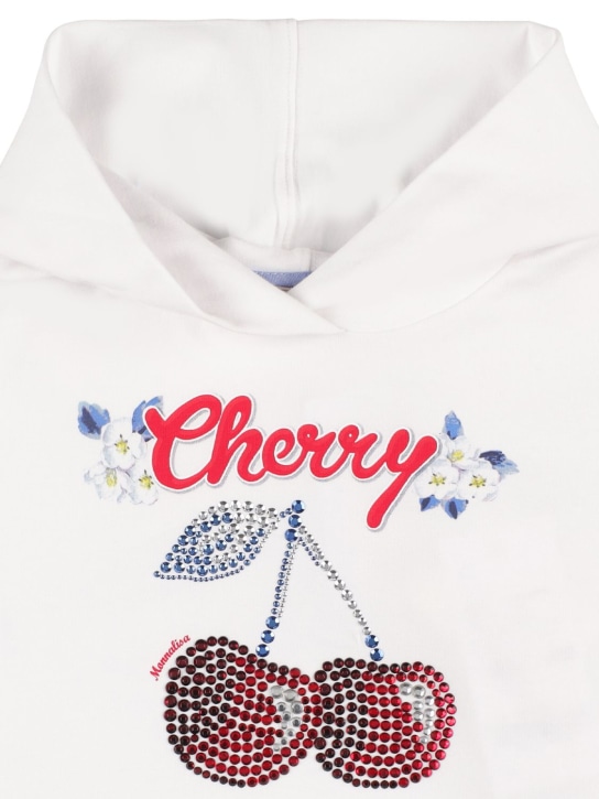 Monnalisa: Felpa in misto cotone con cappuccio - Bianco - kids-girls_1 | Luisa Via Roma