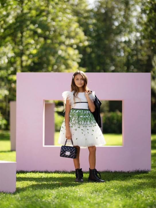 Monnalisa: TÜLLKLEID MIT BLUMENSTICKEREI - Weiß/Grün - kids-girls_1 | Luisa Via Roma