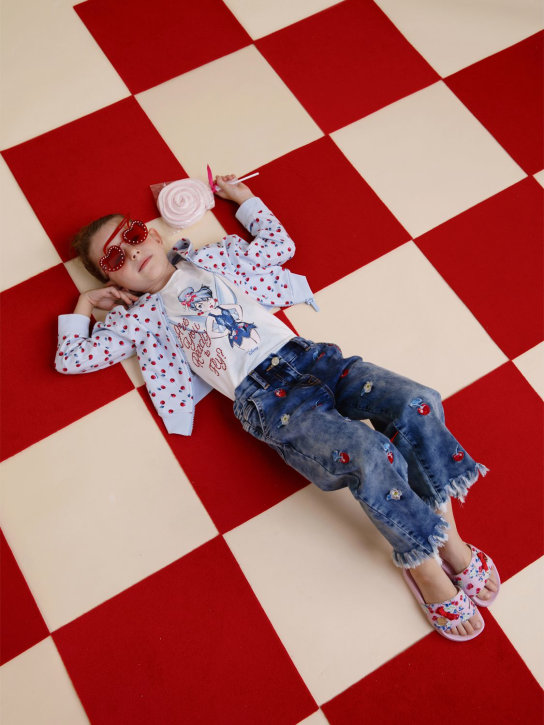 Monnalisa: 樱桃印花橡胶凉拖 - 粉色 - kids-girls_1 | Luisa Via Roma