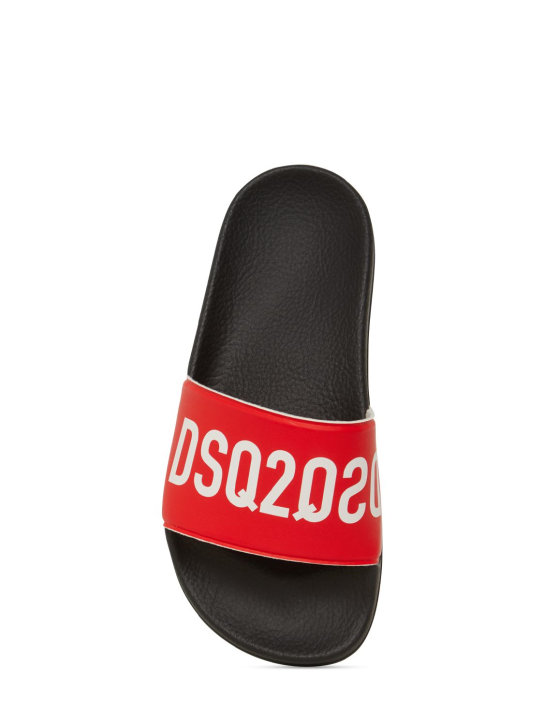 Dsquared2: Logo print rubber slide sandals - kids-girls_1 | Luisa Via Roma
