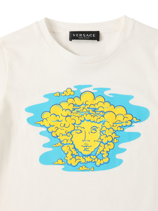 Versace: Camiseta de jersey de algodón estampada - Blanco - kids-boys_1 | Luisa Via Roma