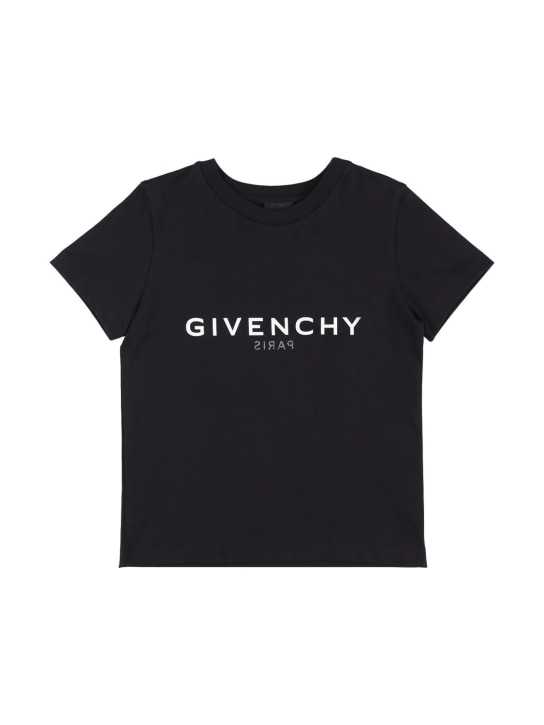 Givenchy: T-shirt en jersey de coton à imprimé logo - kids-girls_0 | Luisa Via Roma