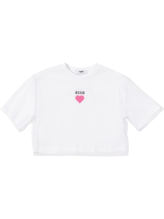 MSGM: 薄纱&平纹针织T恤 - kids-girls_0 | Luisa Via Roma