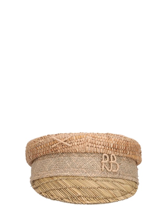 Ruslan Baginskiy: Monogram embellished baker boy cap - Natural Straw - women_0 | Luisa Via Roma