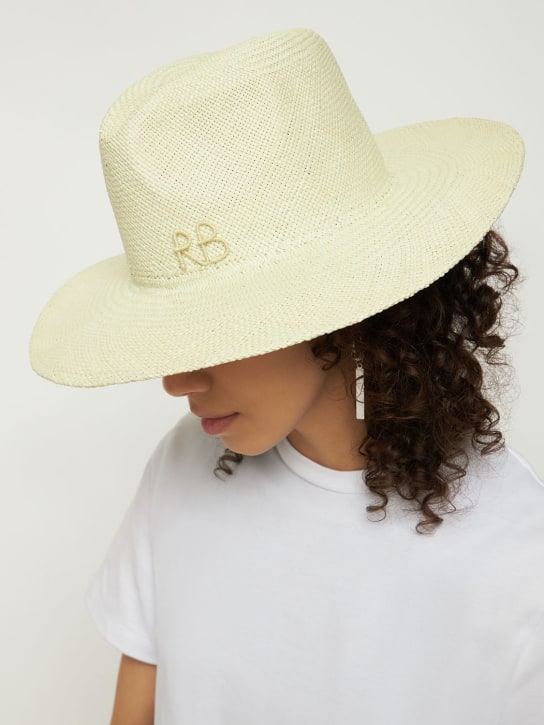 Ruslan Baginskiy: Monogram embellished fedora hat - Light Green - women_1 | Luisa Via Roma