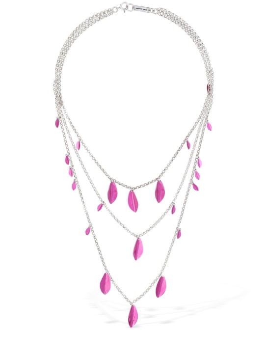 Isabel Marant: Color shiny Lea multi wire necklace - Pink/Silver - women_0 | Luisa Via Roma