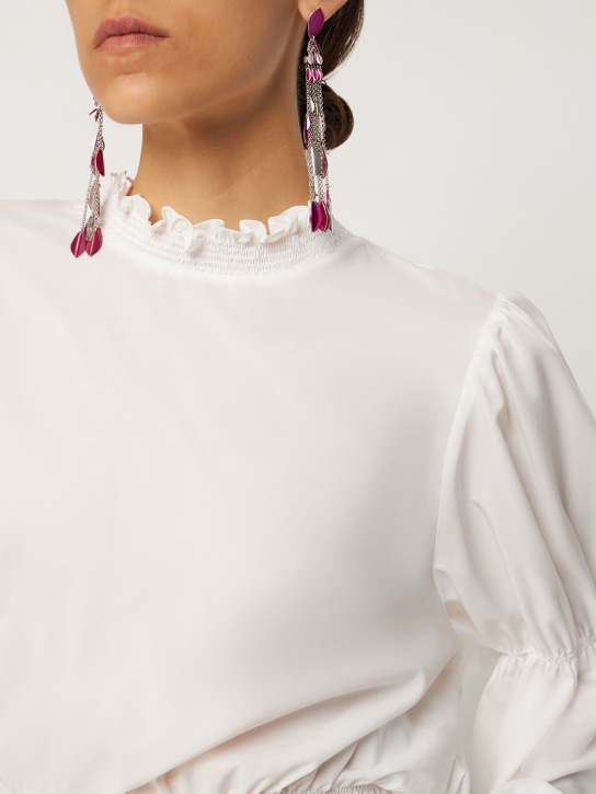 Isabel Marant: Color shiny Lea drop earrings - Pink/Silver - women_1 | Luisa Via Roma