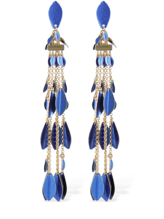 Isabel Marant: Color shiny Lea drop earrings - Mavi/Altın - women_0 | Luisa Via Roma