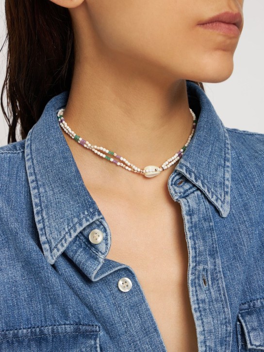 Isabel Marant: New Malebo beaded collar necklace - Multi/Ecru - women_1 | Luisa Via Roma