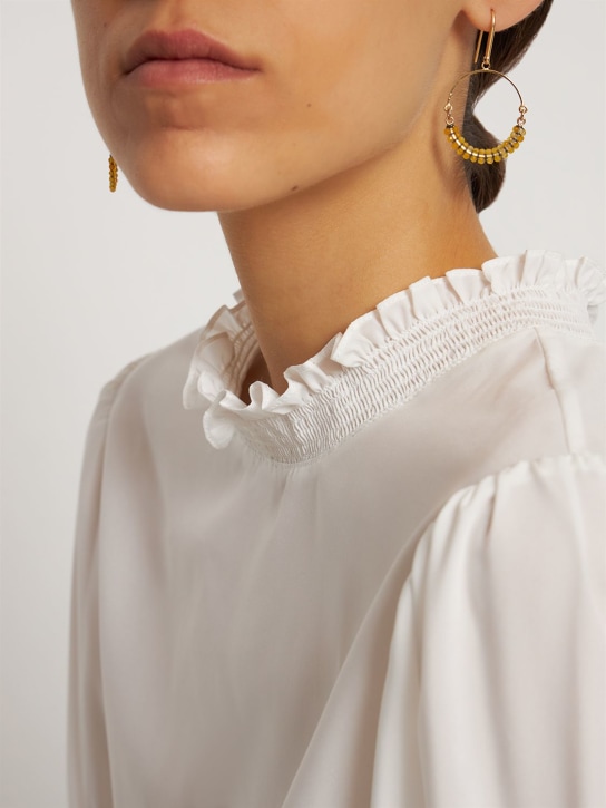 Isabel Marant: Créoles avec perles Cesaria - Jaune/Or - women_1 | Luisa Via Roma