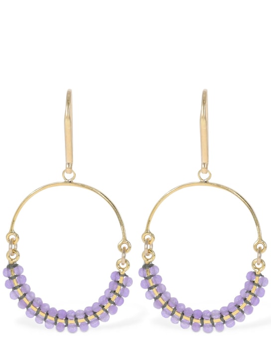 Isabel Marant: Cesaria beads hoop earrings - Lila/Altın - women_0 | Luisa Via Roma