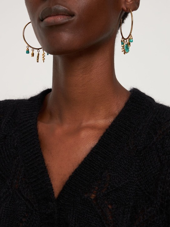 Isabel Marant: New it's all right hoop earrings - Green/Gold - women_1 | Luisa Via Roma