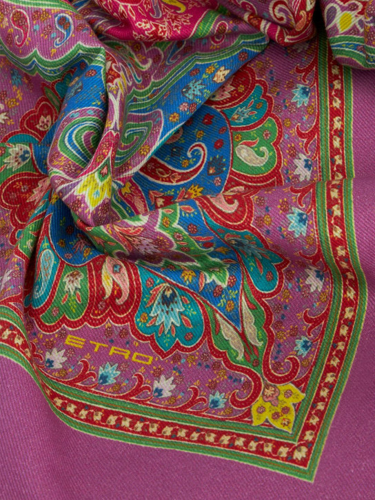 Etro: Plaid en coton à franges Mughal Mezzero - Multicolore - ecraft_1 | Luisa Via Roma