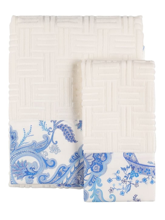 Etro: Lot de 2 serviettes de bain - Blanc - ecraft_0 | Luisa Via Roma