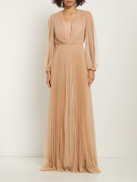 Maria Lucia Hohan: LANGES KLEID AUS TÜLL „JANELLE“ - Beige - women_1 | Luisa Via Roma