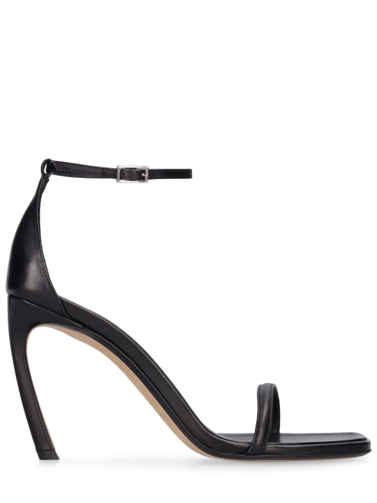 Lanvin: 95mm Swing leather sandals - Siyah - women_0 | Luisa Via Roma