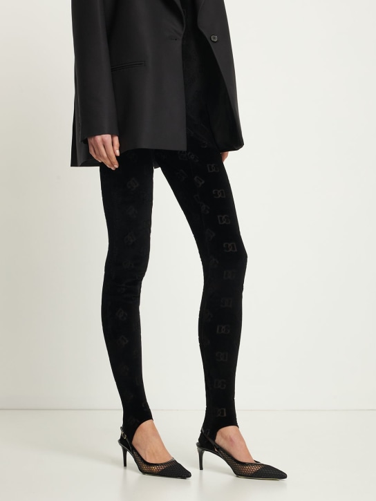 Dolce&Gabbana: 60毫米皮革&网眼露跟高跟鞋 - 黑色 - women_1 | Luisa Via Roma