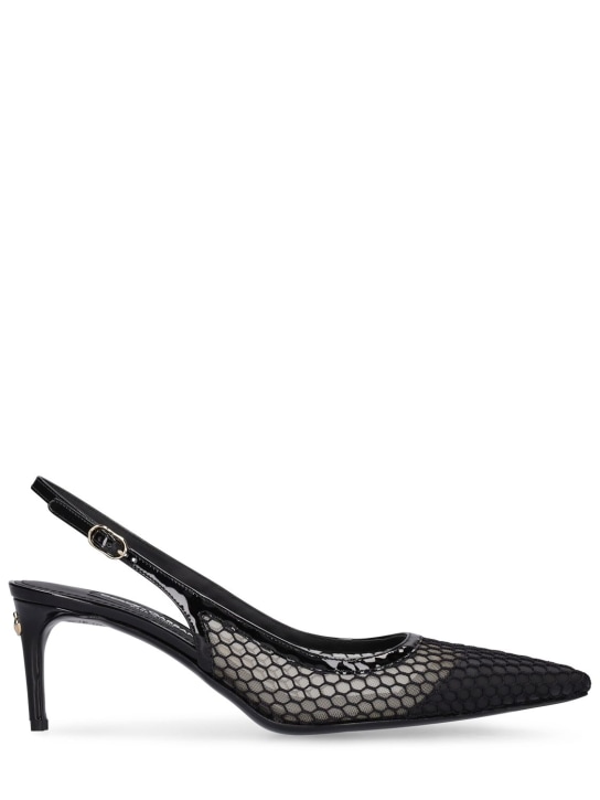 Dolce&Gabbana: Zapatos de tacón destalonados de piely malla 60mm - Negro - women_0 | Luisa Via Roma