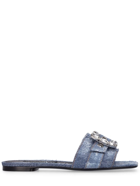 Dolce&Gabbana: Zapatos planos de denim patchwork - Azul Denim - women_0 | Luisa Via Roma