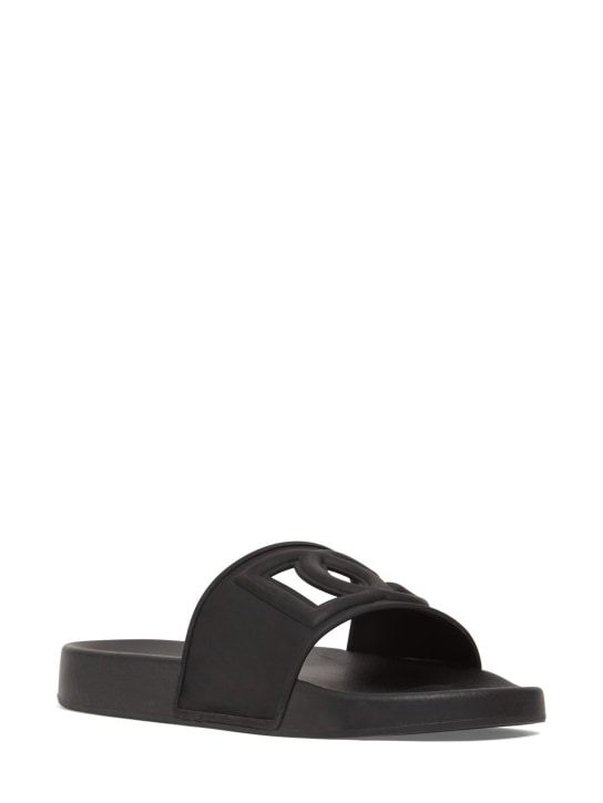 Dolce&Gabbana: Sandalias planas de goma 20mm - Negro - women_1 | Luisa Via Roma