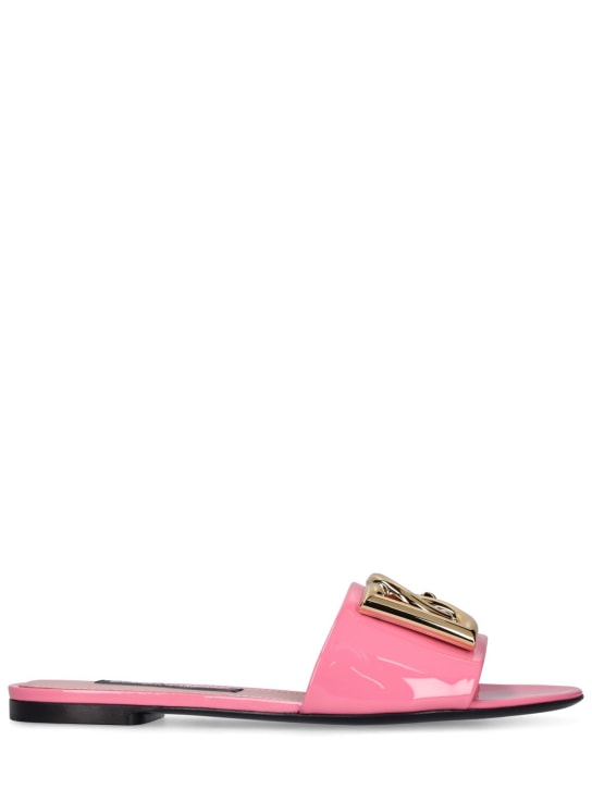 Dolce&Gabbana: パテントレザースライドサンダル 10mm - ピンク - women_0 | Luisa Via Roma
