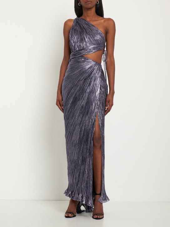 Maria Lucia Hohan: Robe longue en mousseline de soie et lurex Erin - Violet - women_1 | Luisa Via Roma