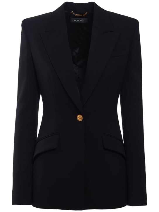 Versace: Grain de poudre stretch wool jacket - women_0 | Luisa Via Roma