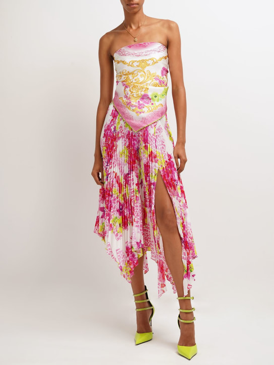 Versace: Falda midi plisada de crepé - Multicolor - women_1 | Luisa Via Roma