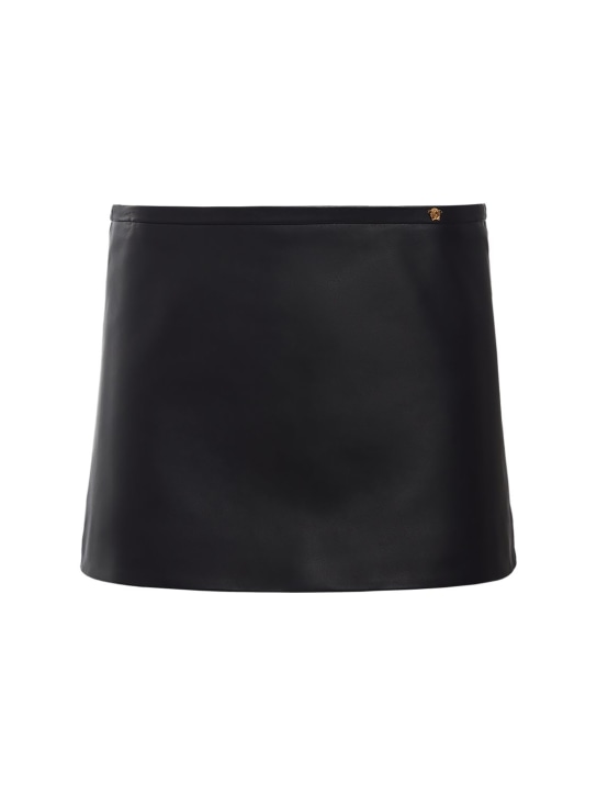 Versace: Minifalda de piel - Negro - women_0 | Luisa Via Roma
