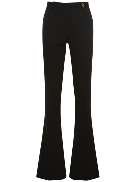 Versace: 羊毛华达呢喇叭裤 - 黑色 - women_0 | Luisa Via Roma