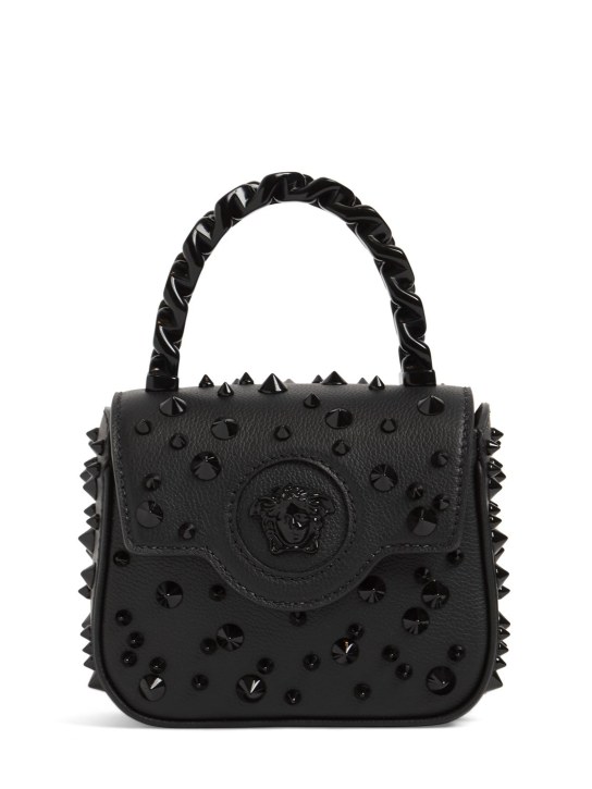 Versace: Studded leather top handle bag - women_0 | Luisa Via Roma