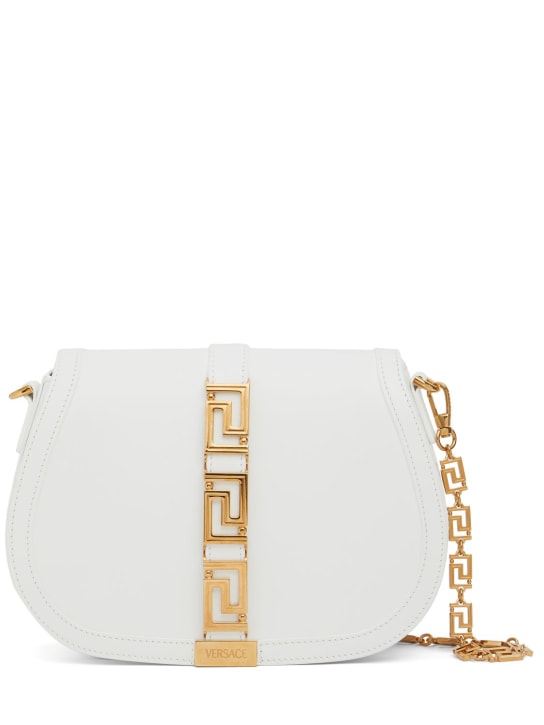 Versace: Large Greca Goddess leather bag - Optic White - women_0 | Luisa Via Roma