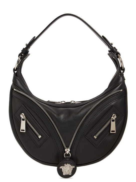 Versace: Small smooth leather top handle bag - Siyah - women_0 | Luisa Via Roma