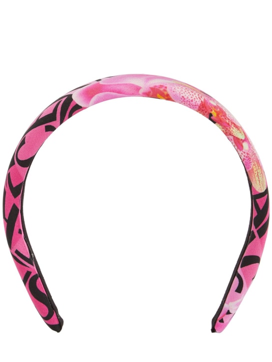 Versace: Silk logo headband - Nero/Rosa - women_0 | Luisa Via Roma