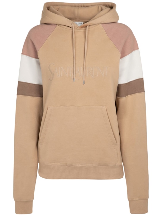 Saint Laurent: Reglan cotton hoodie - Ten rengi - women_0 | Luisa Via Roma