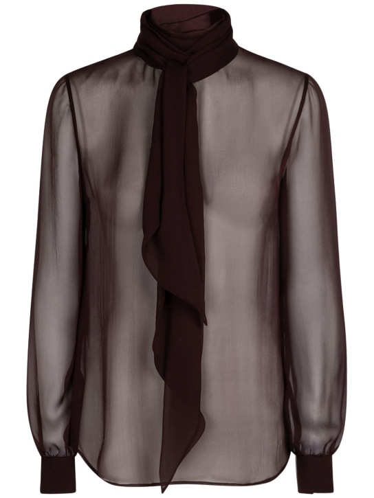Saint Laurent: Silk shirt - Dark Brown - women_0 | Luisa Via Roma