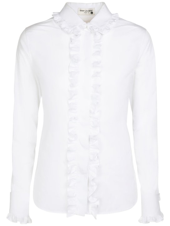Saint Laurent: Camisa de algodón - Blanco - women_0 | Luisa Via Roma