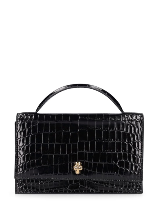 Alexander McQueen: Medium Skull leather top handle bag - Black - women_0 | Luisa Via Roma