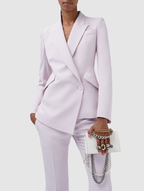 McQueen: Jewelled Satchel迷你皮革单肩包 - Soft Ivory - women_1 | Luisa Via Roma
