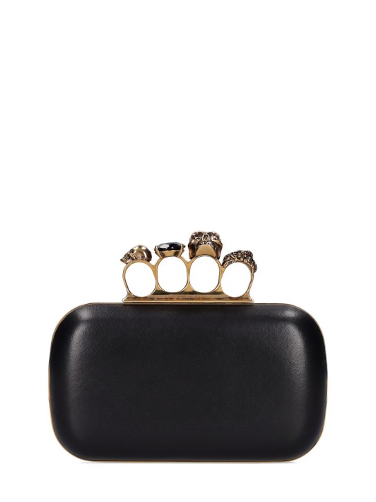 Alexander McQueen: Clutch Skull Four Ring con decoraciones - Negro - women_0 | Luisa Via Roma