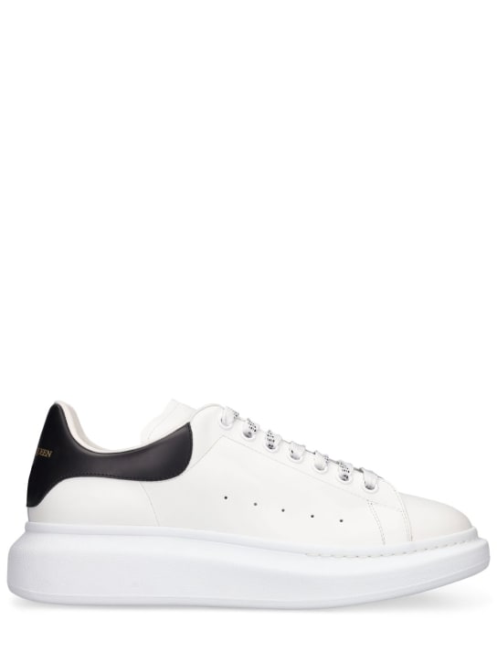 Alexander McQueen: 45mm Oversized leather sneakers - White/Black - men_0 | Luisa Via Roma