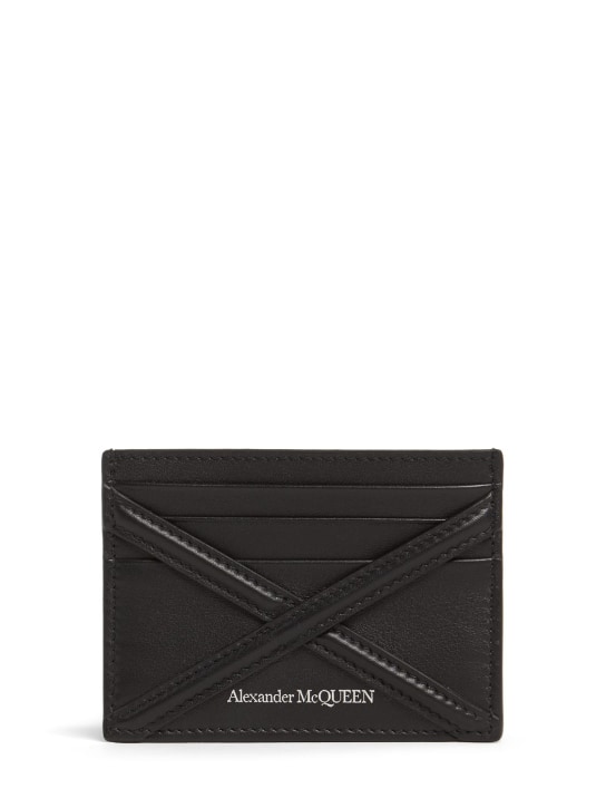 Alexander McQueen: Porta carte di credito in pelle - Nero/Multicolor - men_0 | Luisa Via Roma