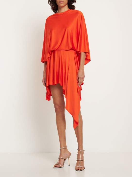 Stella McCartney: Draped fluid viscose satin mini skirt - Orange - women_1 | Luisa Via Roma