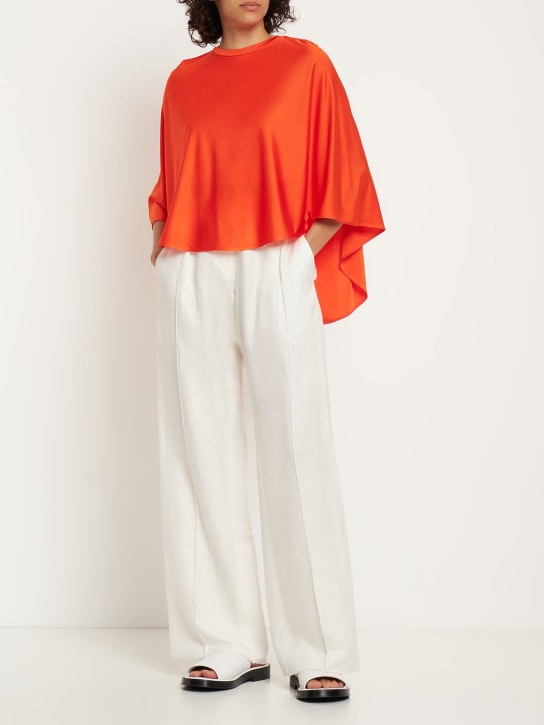 Stella McCartney: Top fluido in raso di viscosa - Arancione - women_1 | Luisa Via Roma