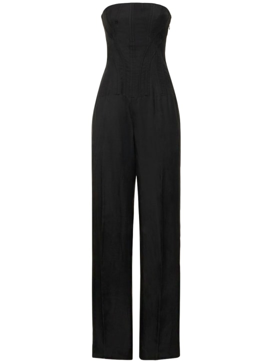 Stella McCartney: Crepe corset wide leg jumpsuit - Black - women_0 | Luisa Via Roma