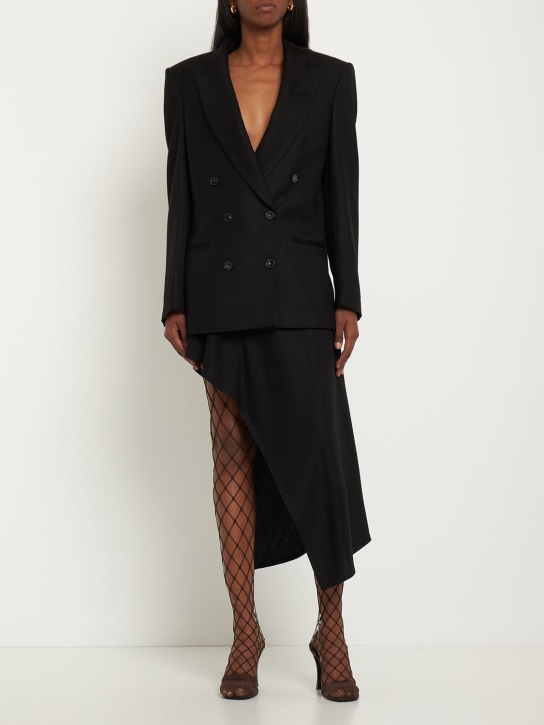 Stella McCartney: Gonna midi asimmetrica in crepe di viscosa - Nero - women_1 | Luisa Via Roma