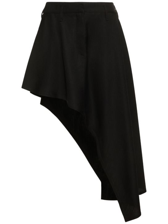 Stella McCartney: Gonna midi asimmetrica in crepe di viscosa - Nero - women_0 | Luisa Via Roma