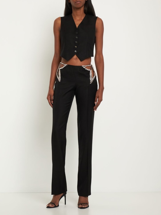 Stella McCartney: Weste aus Viskosecanvas - Schwarz - women_1 | Luisa Via Roma